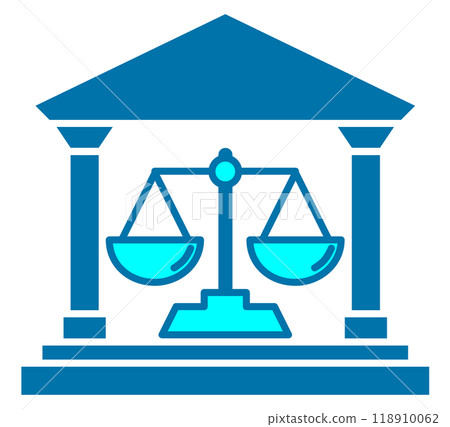 Court building icon with accurate scales Court building icon with accurate scales 118910062