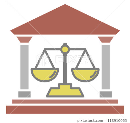 Court building icon with accurate scales Court building icon with accurate scales 118910063