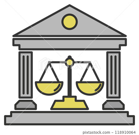 Court building icon with accurate scales Court building icon with accurate scales 118910064