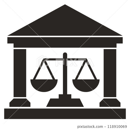 Court building icon with accurate scales Court building icon with accurate scales 118910069