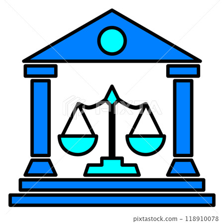 Court building icon with accurate scales Court building icon with accurate scales 118910078