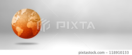 Dry and cracked world globe isolated on white background. Global warming symbol Dry and cracked world globe isolated on white background. Global warming symbol 118910133