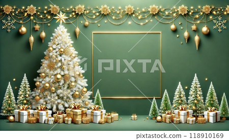 Illustration of a frame with Christmas decorations 118910169