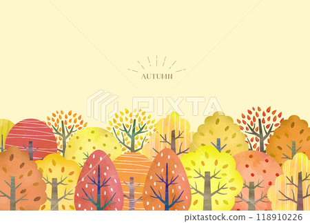 Forest of autumn leaves (watercolor vector) 118910226