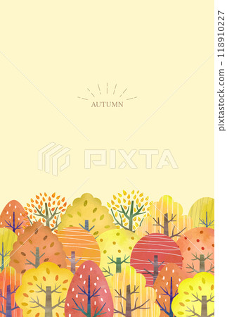 Autumn leaves forest (watercolor style vector) 118910227