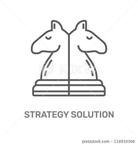 Two chess knights facing back to each other symbolize strategic solutions and tactical planning in problem-solving scenarios. Two chess knights facing back to each other symbolize strategic solutions and tactical planning in problem-solving scenarios. 118910306