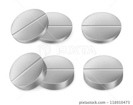 Black round tablets Black round tablets 118910473