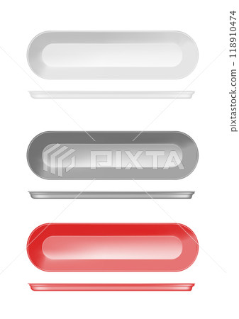 White empty plastic container for meat, fish and vegetables 118910474