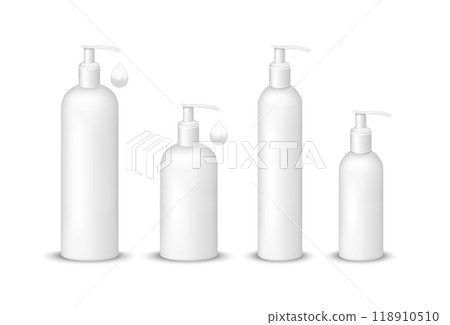 White plastic bottle with pump dispenser White plastic bottle with pump dispenser 118910510