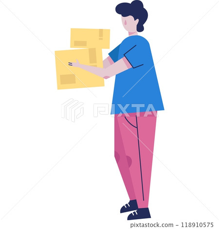 Parcel delivery icon vector man courier carry box Parcel delivery icon vector man courier carry box 118910575