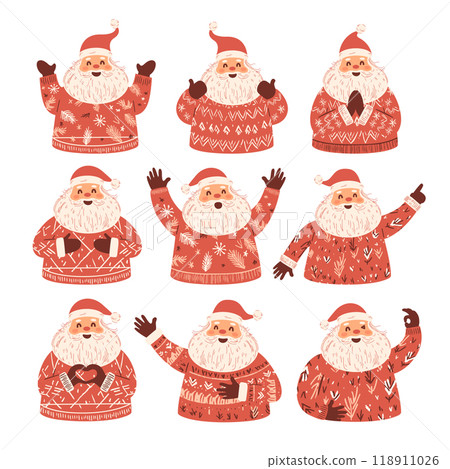 Collection of Christmas Santa Claus  - Hand drawn 118911026