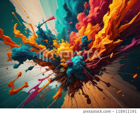 Image portraying a fusion of vibrant paint and textured elements, ideal for projects associated with creativity, imagination, and the field of art. Created with generative AI tools 118911191