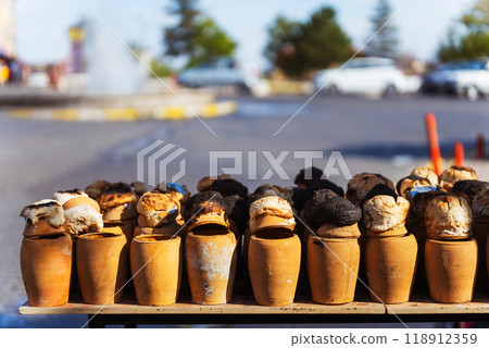 Clay pots for Turkish National dishes Testi Kebab 118912359