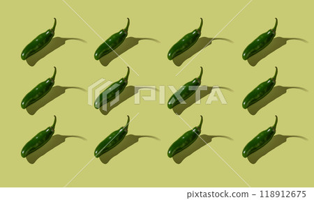Pepper on green background, isolated, pattern Pepper on green background, isolated, pattern 118912675