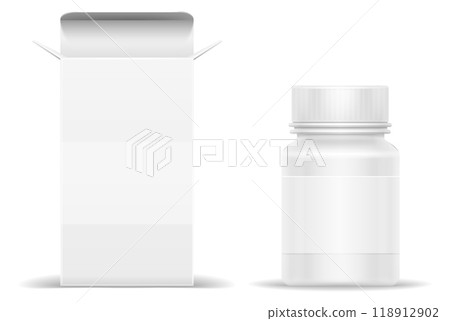 White plastic medical drug bottle realistic mockup 118912902