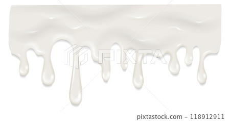 Dripping milk border. Realistic white cream drops Dripping milk border. Realistic white cream drops 118912911