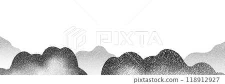 A wave of black dots with a sandy texture. An abstract, grainy background featuring a noisy gradient pattern. 118912927