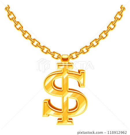 Golden chain with dollar. Rich rap metal jewelry 118912962
