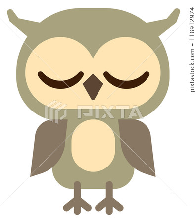 Sleeping owl character. Night bird color icon 118912974