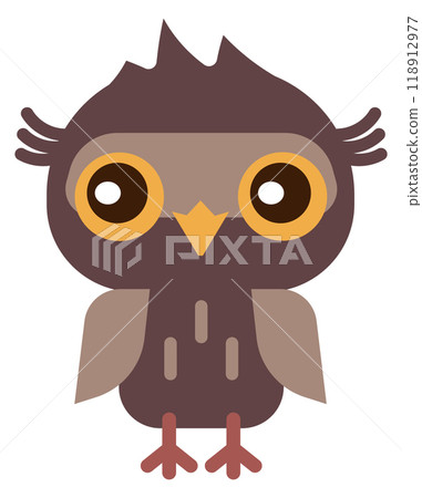 Owl color icon. Cute wild baby bird 118912977