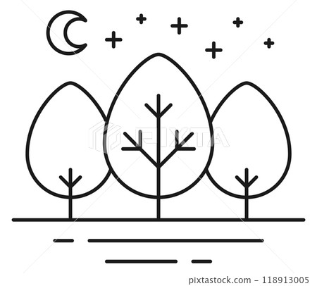 Forest night line icon. Nature landscape symbol 118913005