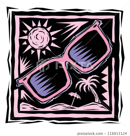 sunny weather portrait with black glasses design vector 118913124