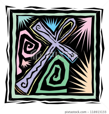 Symbol of a church cross. Christianity religion symbol. 118913133