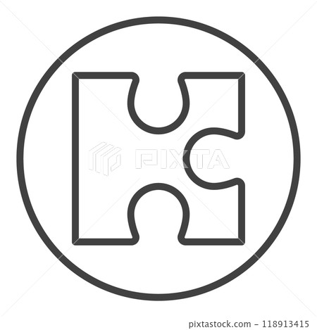 Circle with Puzzle vector Jigsaw Puzzles icon or sign in thin line style Circle with Puzzle vector Jigsaw Puzzles icon or sign in thin line style 118913415