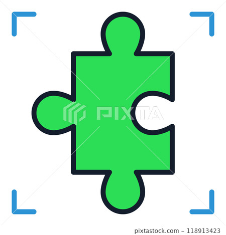Green Jigsaw Puzzle vector colored minimal icon or logo element 118913423