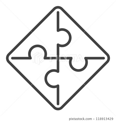 Jigsaw Puzzle simple vector outline icon or design element 118913429