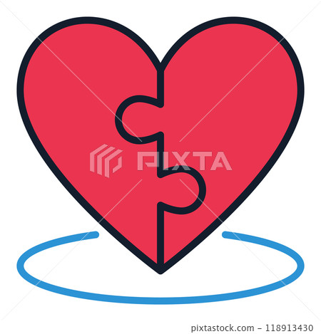 Jigsaw Puzzle Red Heart vector colored icon or logo element 118913430
