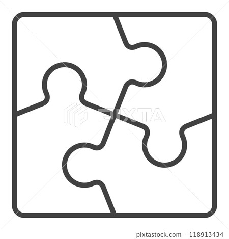 Jigsaw Puzzle creative vector icon or symbol in outline style Jigsaw Puzzle creative vector icon or symbol in outline style 118913434