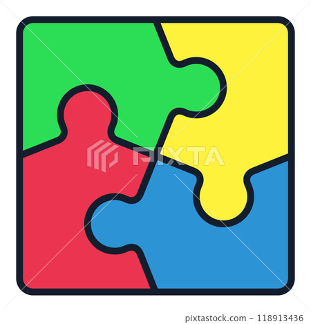 Modern Jigsaw Puzzle creative vector colored icon or sign Modern Jigsaw Puzzle creative vector colored icon or sign 118913436