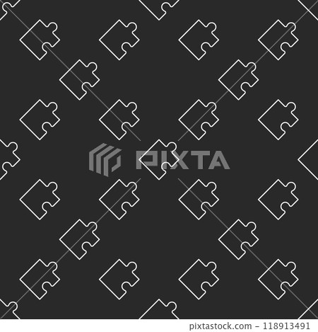One Puzzle Piece vector Jigsaw Puzzles seamless pattern in thin line style One Puzzle Piece vector Jigsaw Puzzles seamless pattern in thin line style 118913491