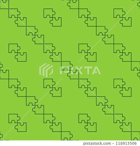 Two Jigsaw Puzzle Pieces vector linear seamless pattern 118913506