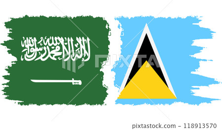 Saint Lucia and Saudi Arabia grunge flags connection vector 118913570
