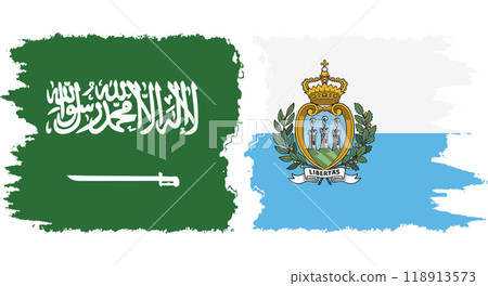 San Marino and Saudi Arabia grunge flags connection vector 118913573