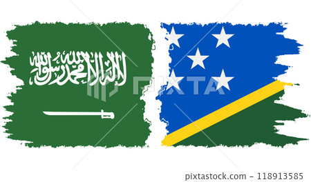 Solomon Islands and Saudi Arabia grunge flags connection vector Solomon Islands and Saudi Arabia grunge flags connection vector 118913585