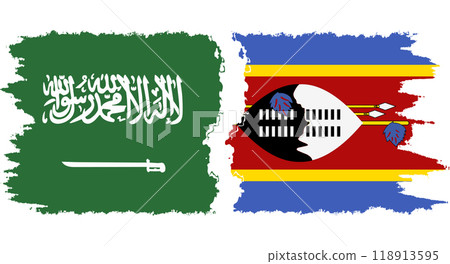 eSwatini and Saudi Arabia grunge flags connection vector eSwatini and Saudi Arabia grunge flags connection vector 118913595