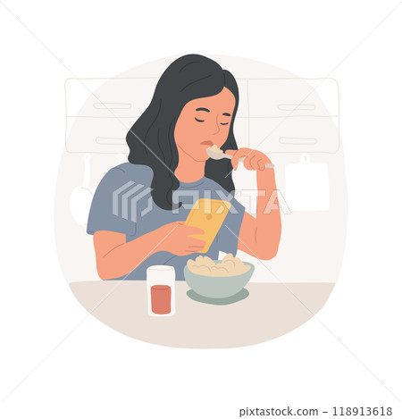Scrolling while eating isolated cartoon vector illustration. 118913618