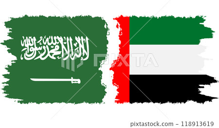 United Arab Emirates and Saudi Arabia grunge flags connection vector 118913619