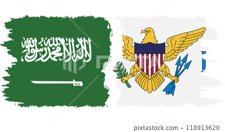 United States Virgin Islands and Saudi Arabia grunge flags connection vector 118913620