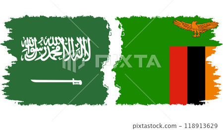 Zambia and Saudi Arabia grunge flags connection vector 118913629