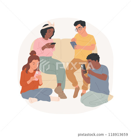 Bored with social media isolated cartoon vector illustration. Bored with social media isolated cartoon vector illustration. 118913659