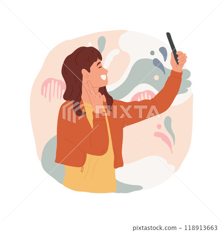 Making selfie isolated cartoon vector illustration. Making selfie isolated cartoon vector illustration. 118913663