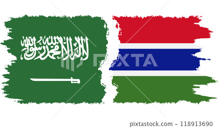 Gambia and Saudi Arabia grunge flags connection vector 118913690