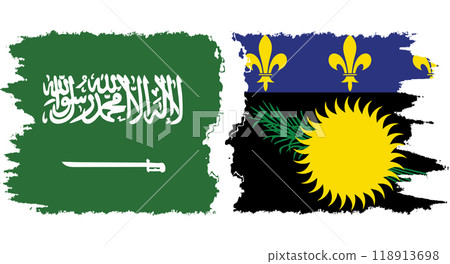 Guadeloupe and Saudi Arabia grunge flags connection vector Guadeloupe and Saudi Arabia grunge flags connection vector 118913698