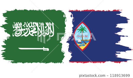 Guam and Saudi Arabia grunge flags connection vector Guam and Saudi Arabia grunge flags connection vector 118913699