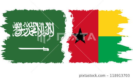 Guinea Bissau and Saudi Arabia grunge flags connection vector 118913703