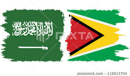 Guyana and Saudi Arabia grunge flags connection vector Guyana and Saudi Arabia grunge flags connection vector 118913704